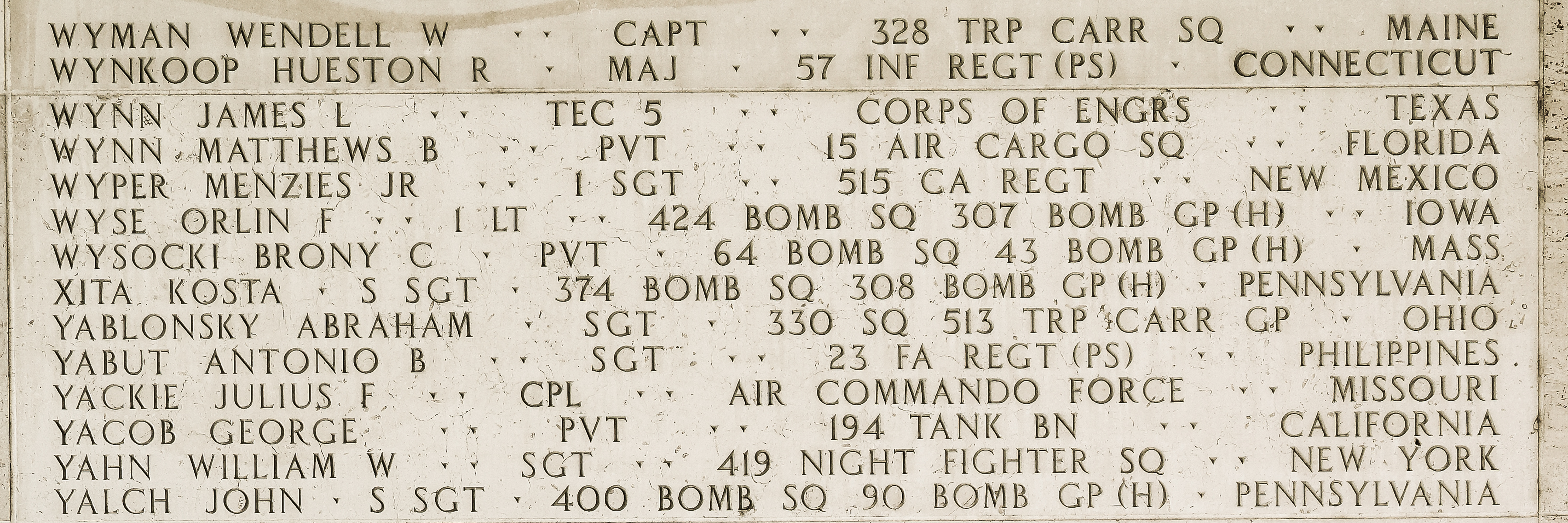 Orlin F. Wyse, First Lieutenant